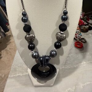 Elegant Black and Silver Beaded Necklace